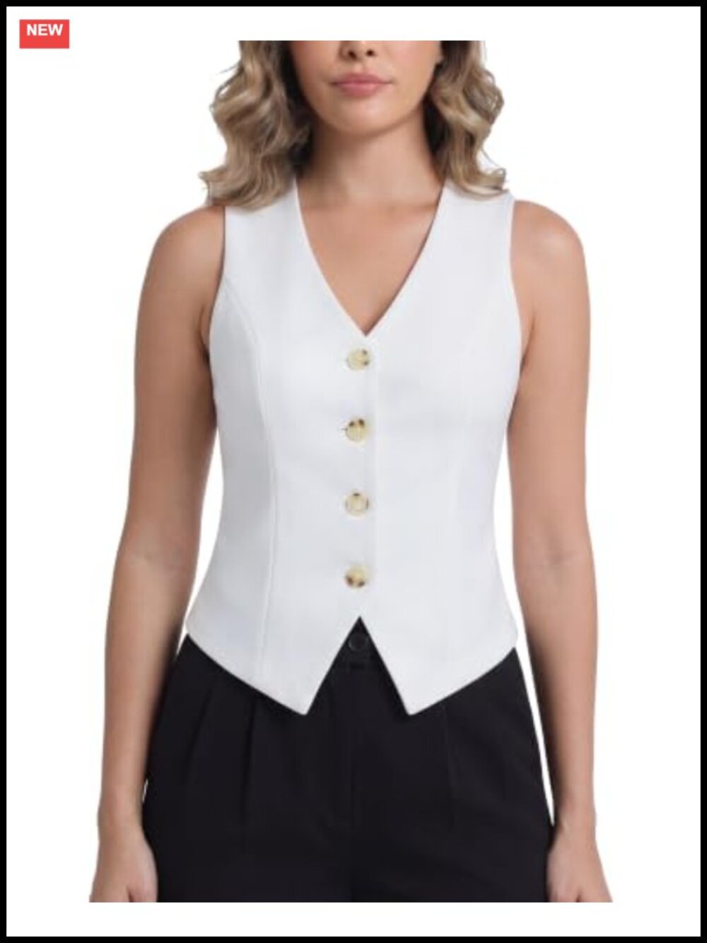 Women's Suit Vest Dressy V-Neck Button Front Sleeveless Waistcoat